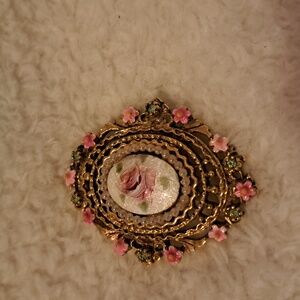 Vintage ArtC pin..rose and goldtone